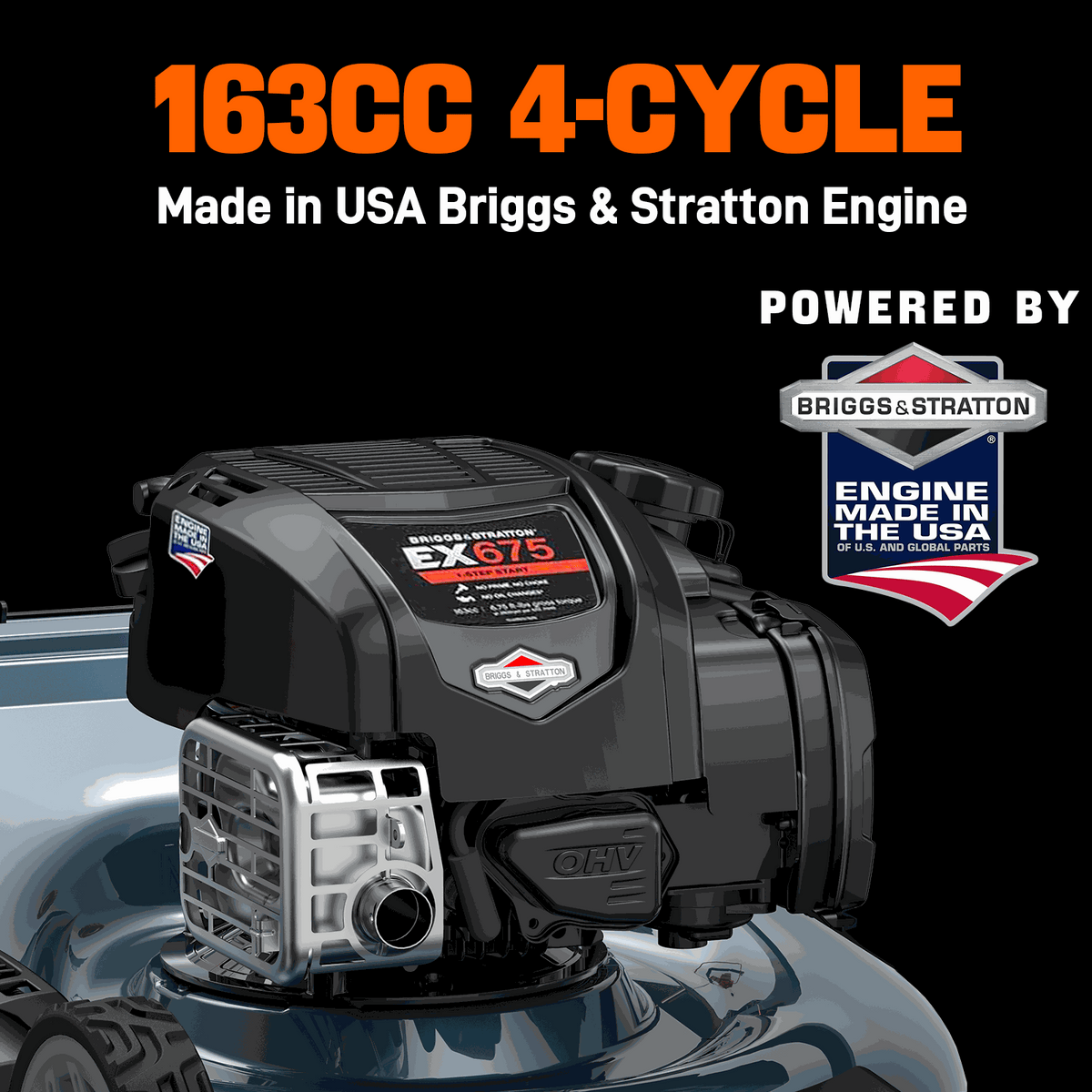 22" 163cc 4-Cycle Briggs & Stratton Engine Gas Self-Propelled Lawn Mower with 3-in-1 Mulching, Bagging, Side Discharge