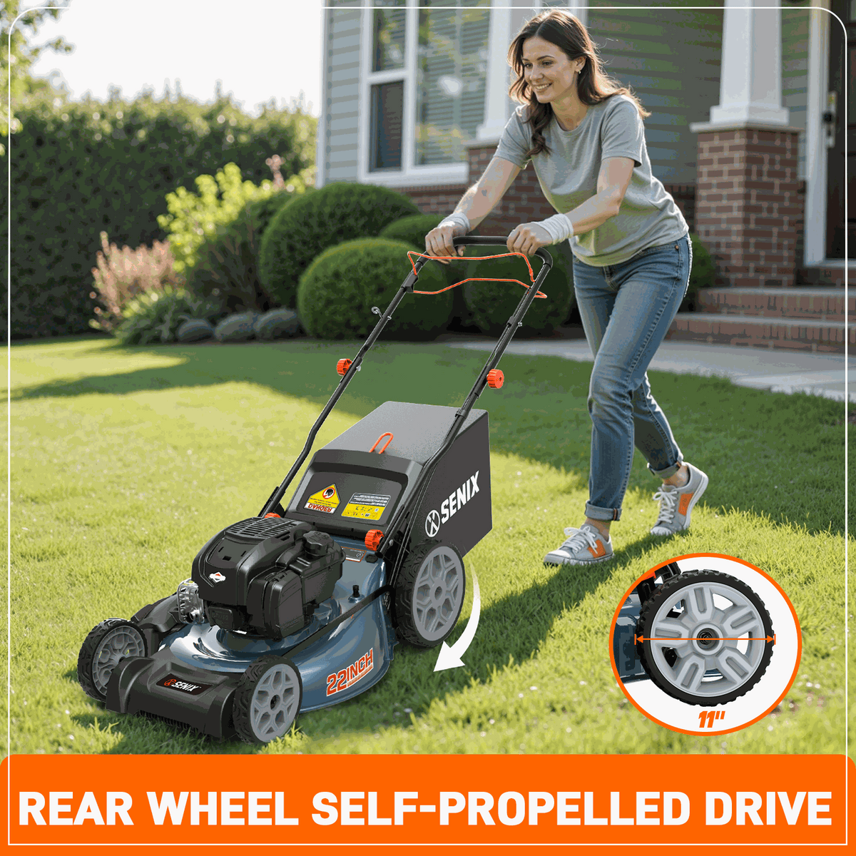 22" 163cc 4-Cycle Briggs & Stratton Engine Gas Self-Propelled Lawn Mower with 3-in-1 Mulching, Bagging, Side Discharge