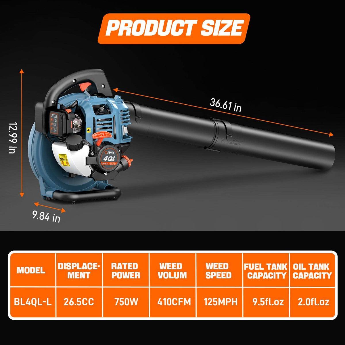 4QL® 26.5cc 4-Cycle Gas Powered Handheld Leaf Blower