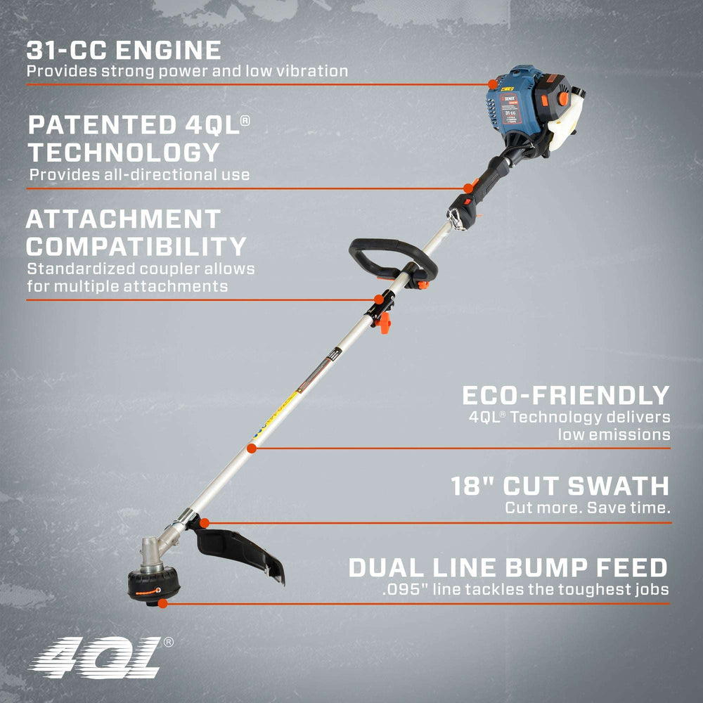 4QL® 31cc 4-Cycle 18" Gas String Trimmer, Attachment Capable